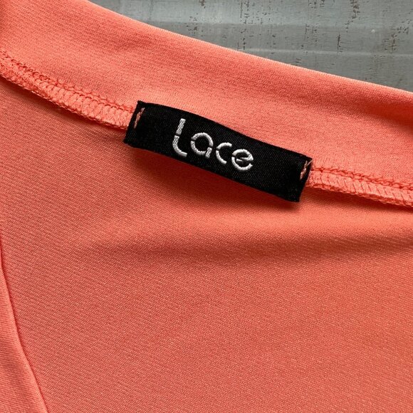 Lace Tunic Lagenlook V-Neck Pullover Pocket Orange Polyester Blend Size Small - Picture 5 of 5